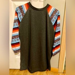Womens Boutique Aztec Sleeve Western Shirt